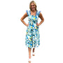 The Cloey Smocked Top Dress in Blue Yellow Multi Panther Print