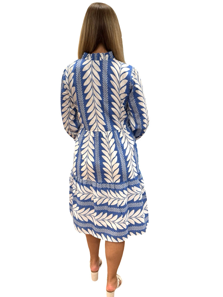 The Campbell 3/4 Sleeve Dress Midi Dress in Blue Fern — view 4