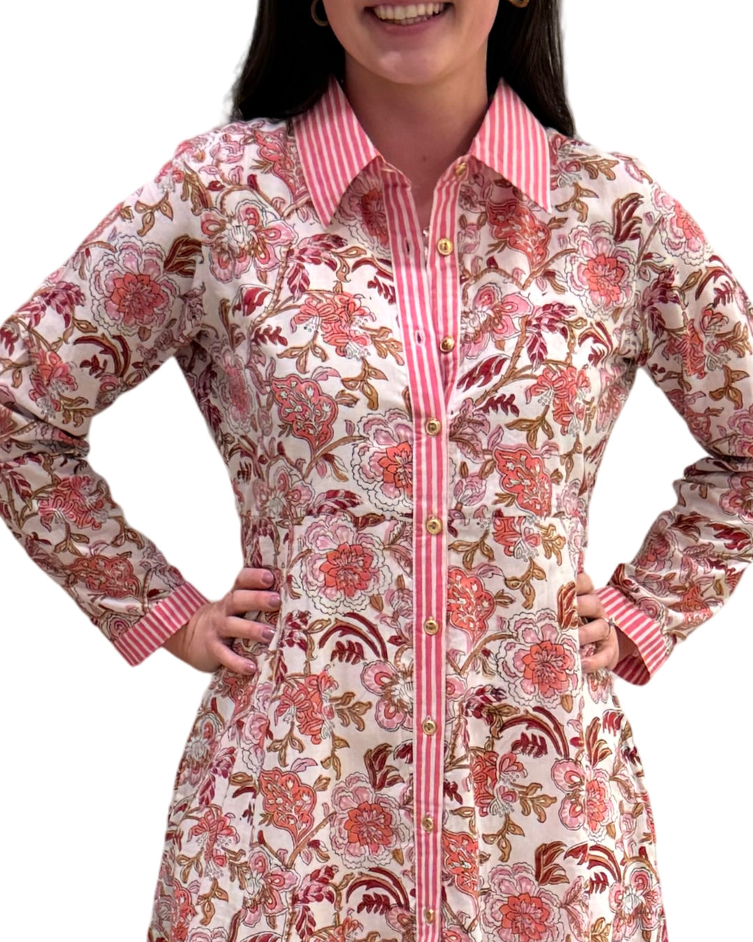 The Marion Button Front Dress in Cream Floral — view 4