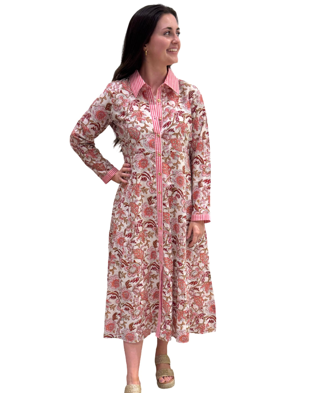 The Marion Button Front Dress in Cream Floral — view 5