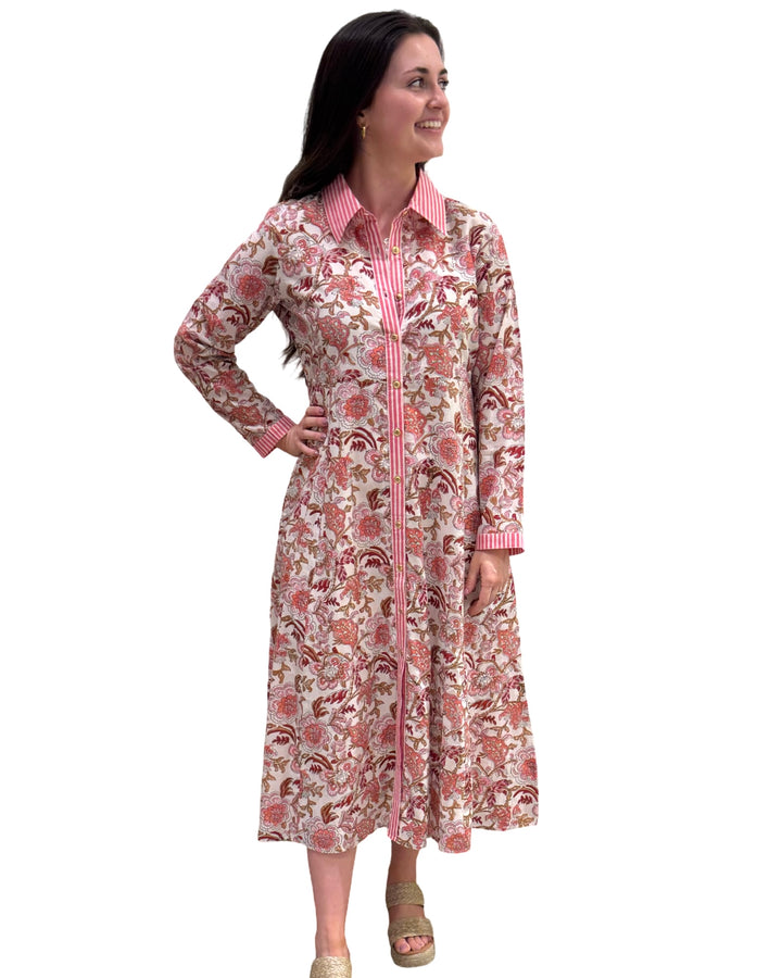 The Marion Button Front Dress in Cream Floral — view 5