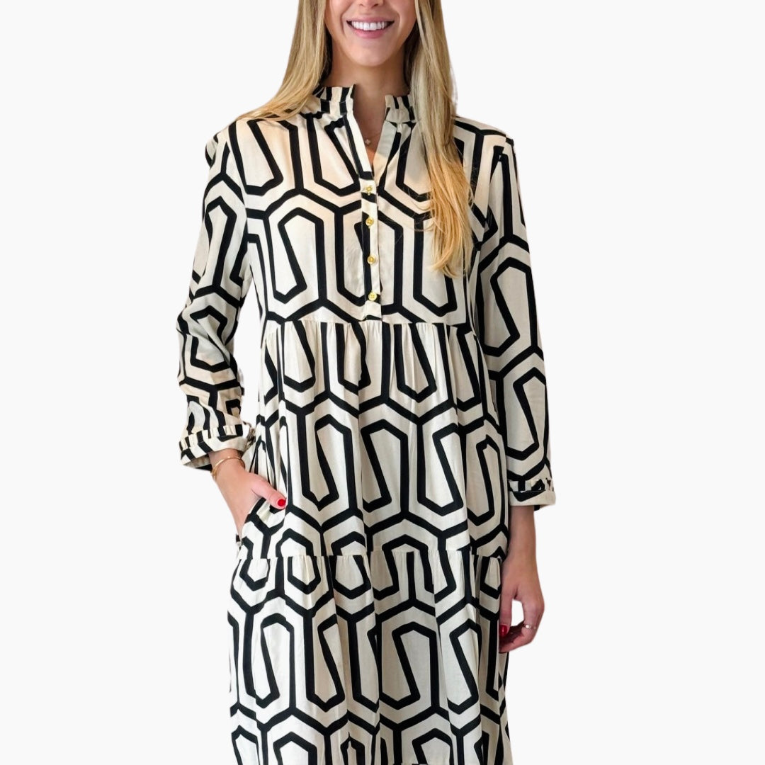 The Classic Penny Dress in Optic Black and White — view 3