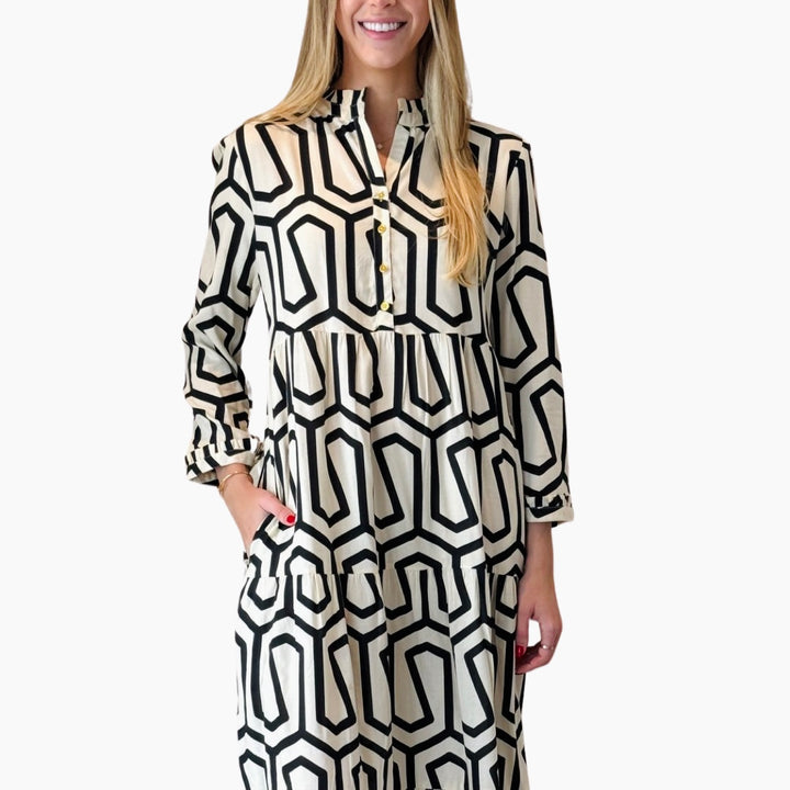 The Classic Penny Dress in Optic Black and White — view 3