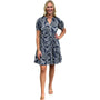 The Dahlia Smocked Neck Dress in Navy Striped Bird Print