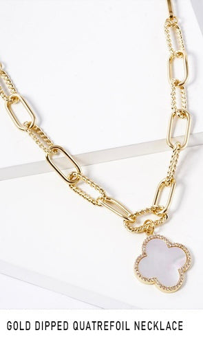Gold Link Quatrefoil Necklace