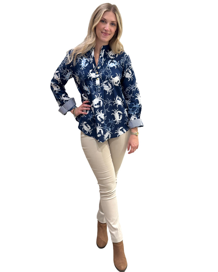 The Avery Top in Blue Crab Cotton — view 7