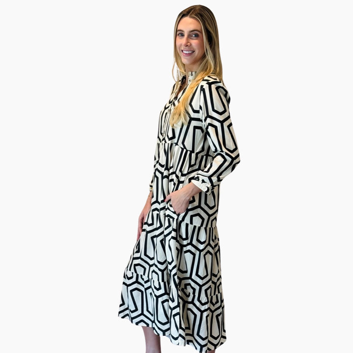The Classic Penny Dress in Optic Black and White — view 4