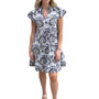 The Preston Short Sleeve Cotton Dress in Abstract Blue