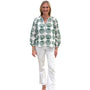 The Chandler Hand Blocked Cotton Top in Green Shell Print Cotton