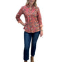 The Eloise Hand Block Printed Top in Orange Floral
