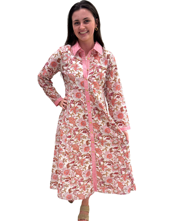 The Marion Button Front Dress in Cream Floral — view 7