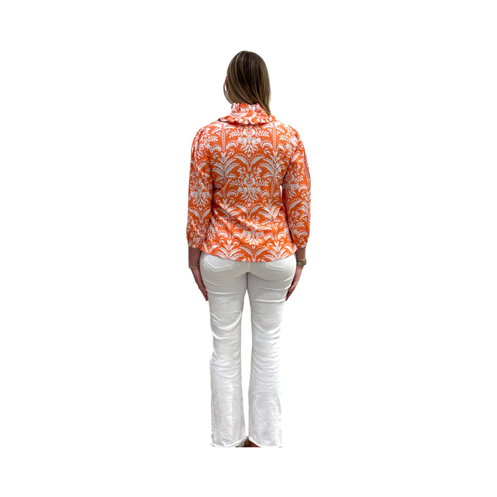 The Laurel Ruffle Collar Top in Clementine — view 5