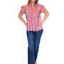 The Ava Pintuck Cotton Top in Rase Pink Hand Block Printed Floral