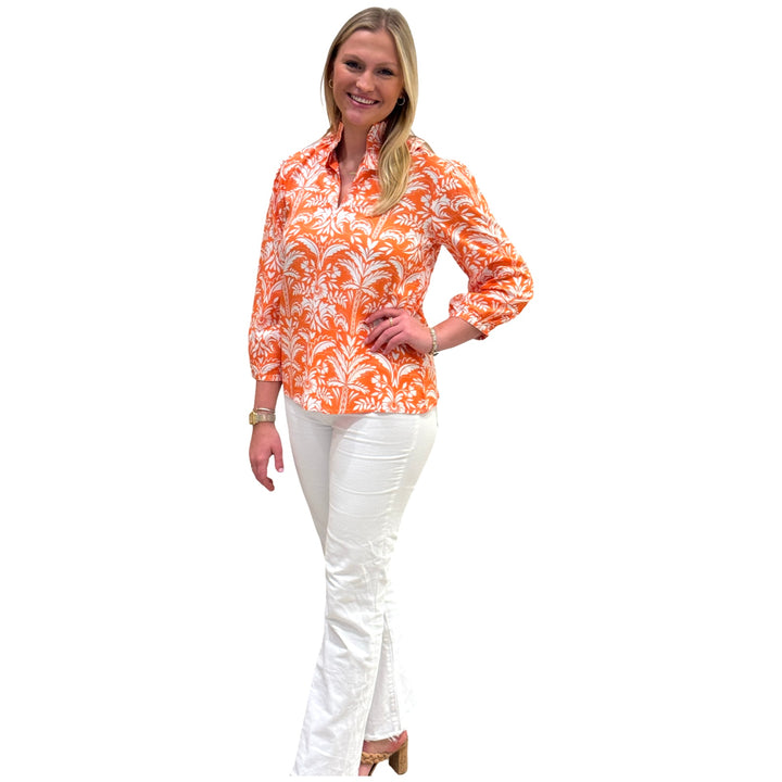 The Laurel Ruffle Collar Top in Clementine — view 2