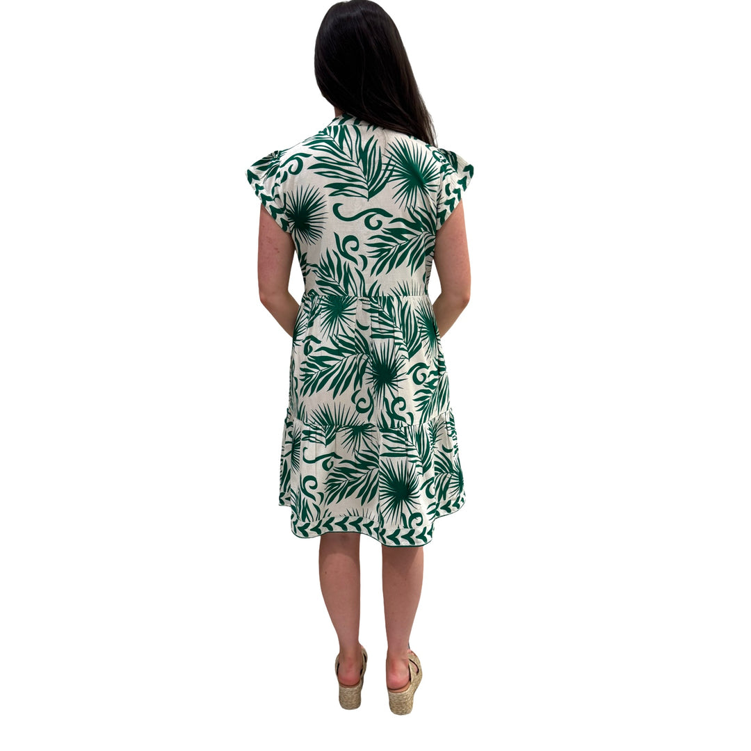 The Preston Side Pocket Dress in Emerald Green and White — view 6