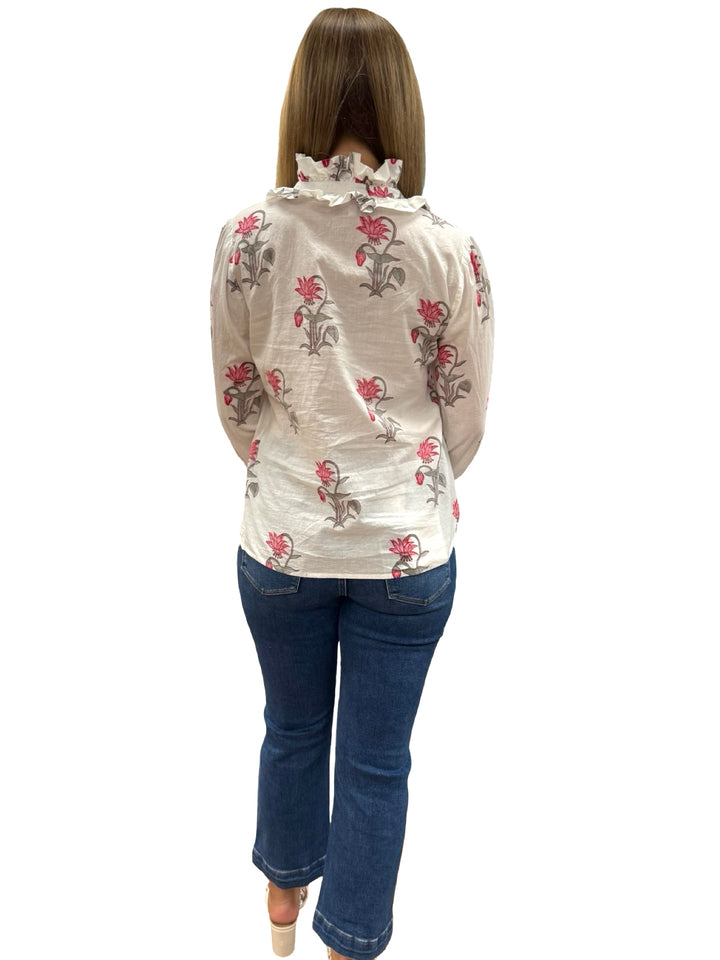 The Pink Hand Block Printed Tulip Floral Cotton — view 5
