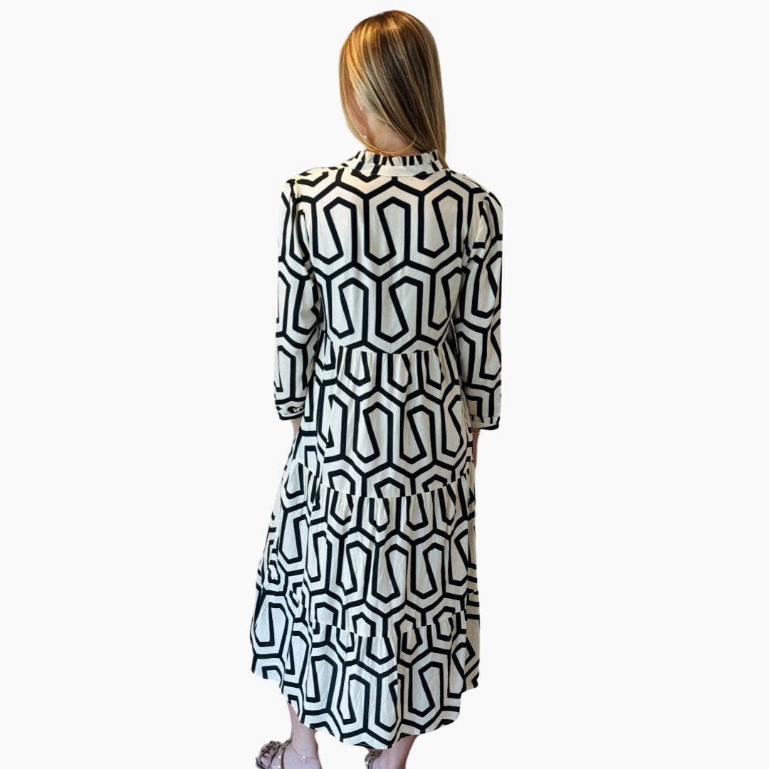 The Classic Penny Dress in Optic Black and White — view 6
