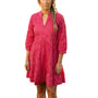 The Preston Embroidered 3/4 Sleeve Dress in Pink