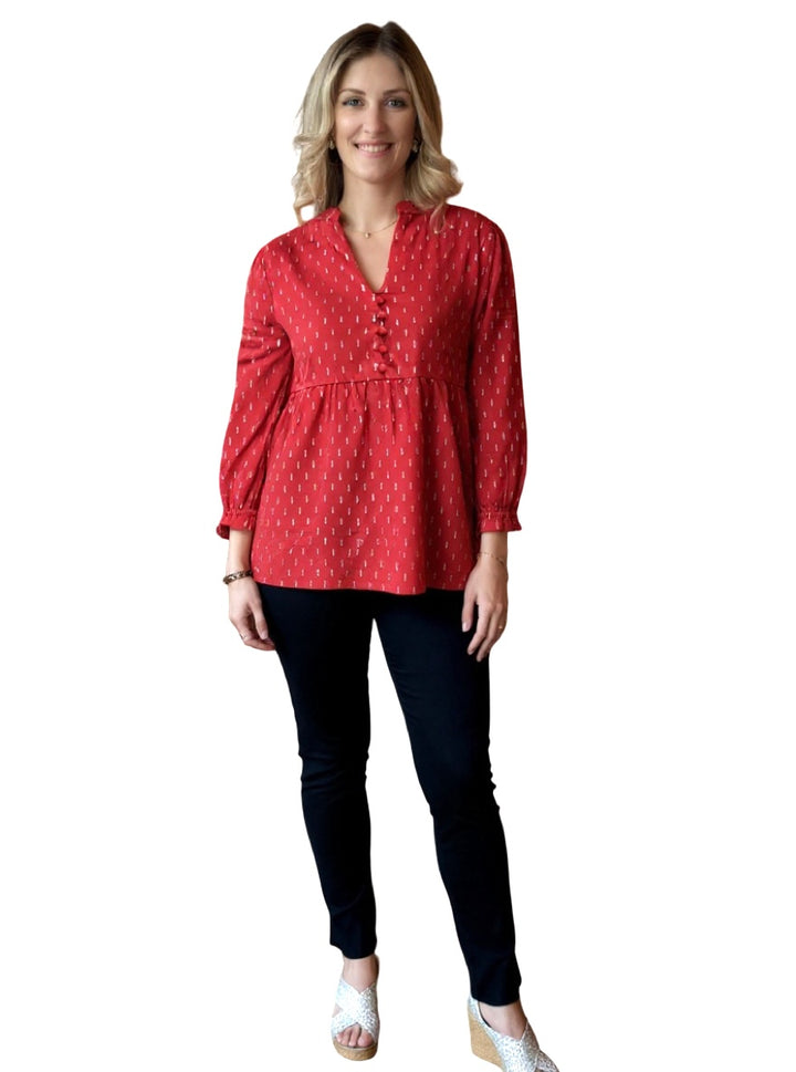 The Cameron Top in Red and Silver