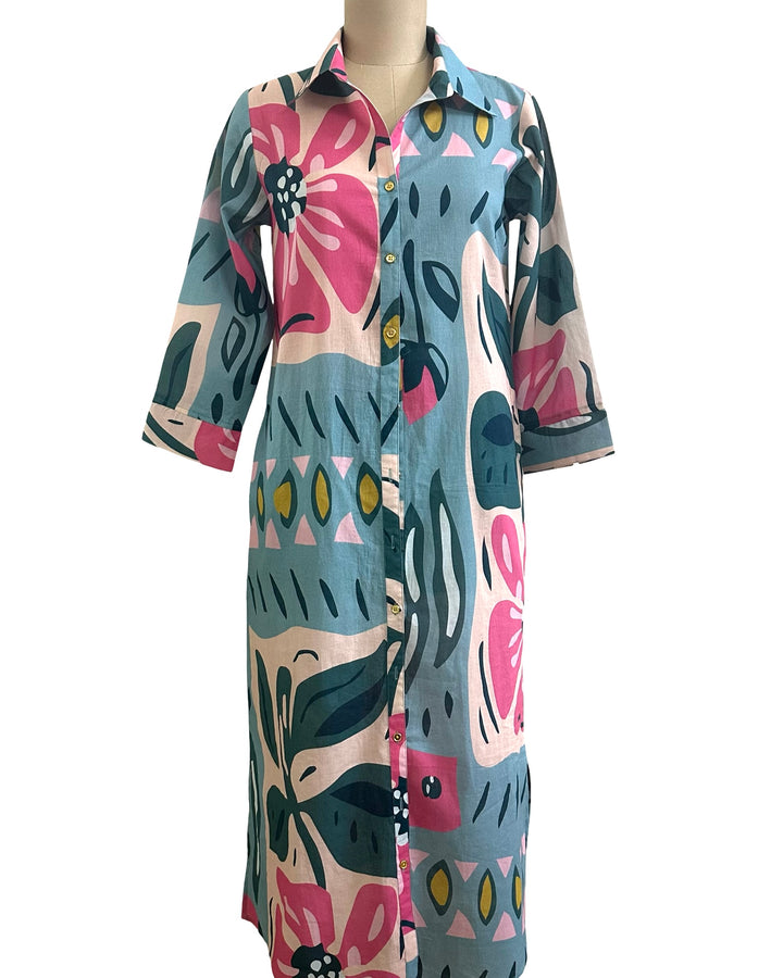The Erika Button Front Multi Print Dress — view 5