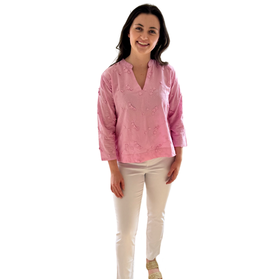 The Everly Embroidered Cotton Top — view 7