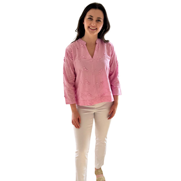 The Everly Embroidered Cotton Top — view 7