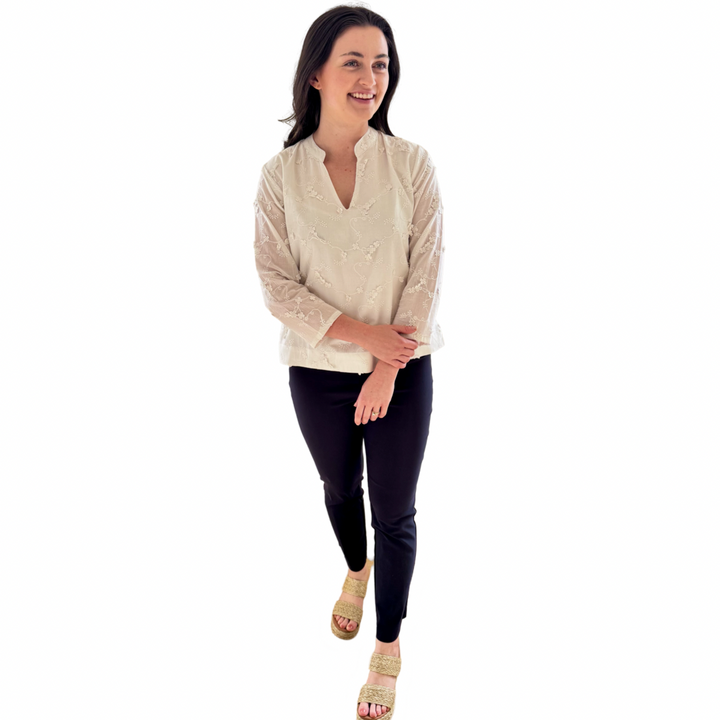 The Everly Embroidered Cotton Top — view 4