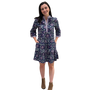 The Makayla Hand Block Print Dress in Navy and Purple Floral