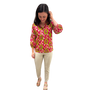 The McKenzie Embroidered Trim Top in Pink and Green Ikat