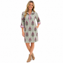 The Lisette Cotton Green Striped Floral Side Pocket Dress