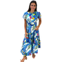 The Sydney Cinch Waist Dress in Blue Multi Color Tropical Cotton