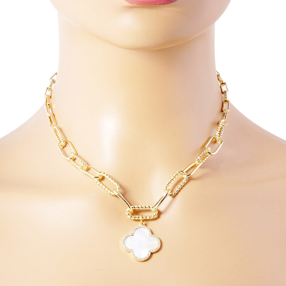 Gold Link Quatrefoil Necklace — view 2