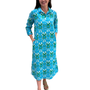 The Lisette Long Blue Green Ikat Dress