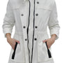 The Eliza Rain Jacket in White with Black Trim