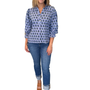 The Ainsley Ruffle Trim Top in Blue Floral Hand Block Printed Cotton