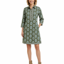 The Annika Cotton Hand Block Printed Dress in Army Green