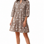 The Campbell Hand Block Printed Cotton Dress in Chocolate Brown