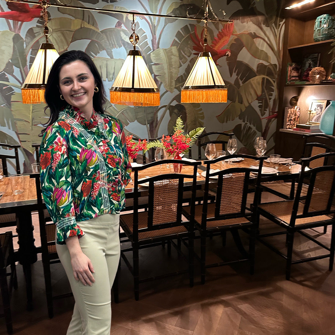 The Amelia Ruffle Front Top in Tropical Floral — view 8