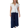 The Bella Ruffle Trimmed Top in White Jacquard