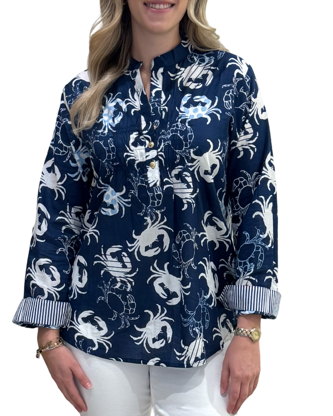 The Avery Top in Blue Crab Cotton — view 4