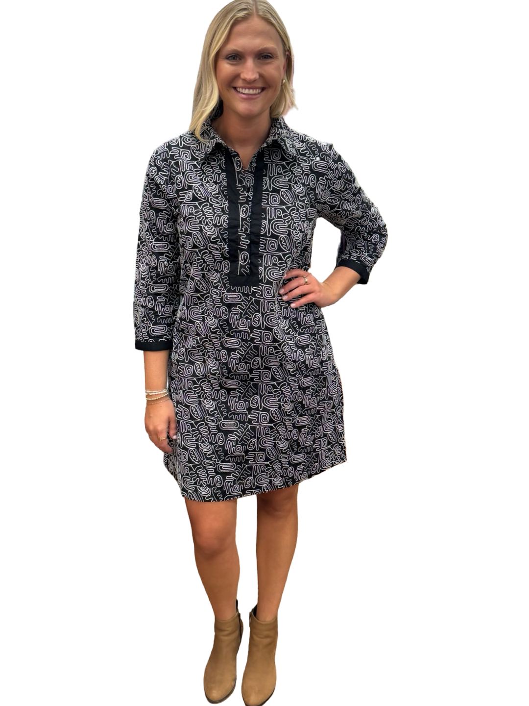 The Annika Black Embroidered Cotton Dress