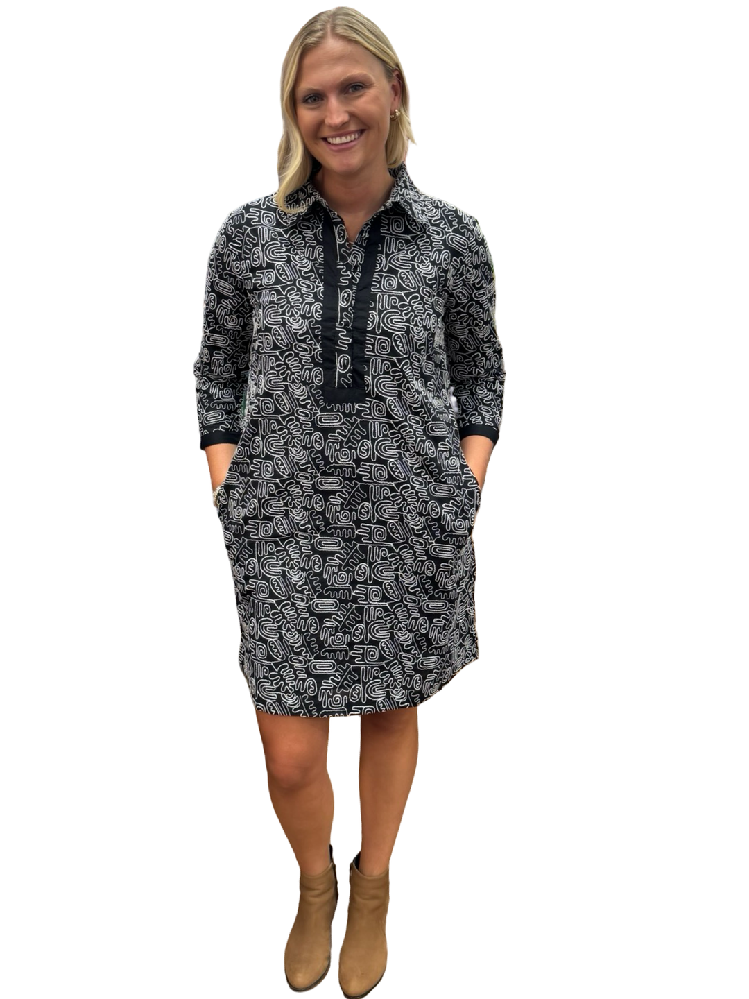 The Annika Black Embroidered Cotton Dress