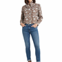 The Laurel Hand Block Printed Top in Chocolate Brown Floral