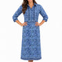 The Annika Long Length Dress in Blue Hand Block Printed Floral
