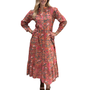 The Campbell Cotton Hand Block Printed Dress in Orange Floral