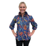 The Maria Ruffle Neck Cotton Blouse in Sunset Floral Hand Block Print