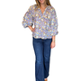 The Ashley Cotton Top in Grey Blue Floral