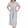 The Laurel Ruffle Trim Dress in Grey White
