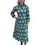The Addison Long Green Turquoise Cotton  Dress