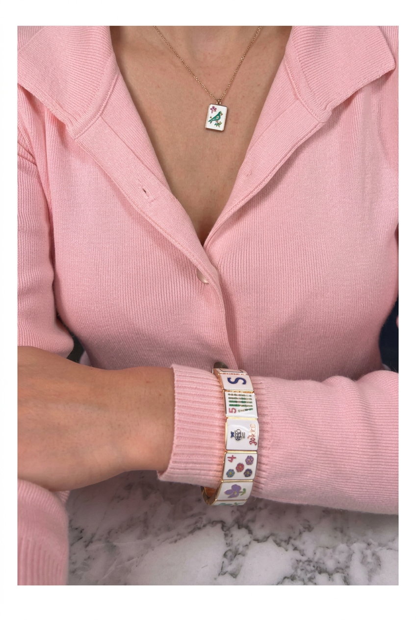 Mahjong Enamel Hinged Bangle